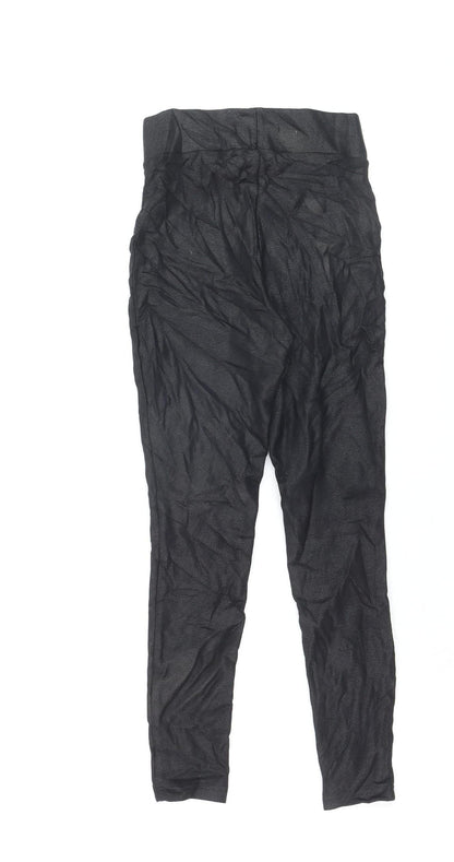 Next Petite Black High Rise Viscose Blend Ankle Leggings UK 6