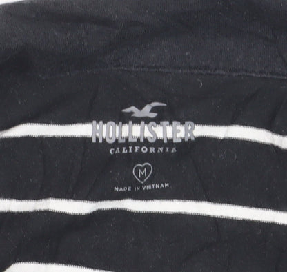 Hollister Women's Black Striped Cropped Long Sleeve T-Shirt M