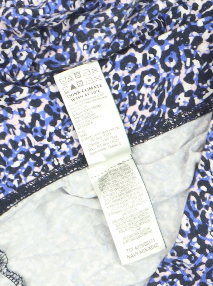Marks and Spencer Women's Blue Animal Print Viscose Leggings Size 14