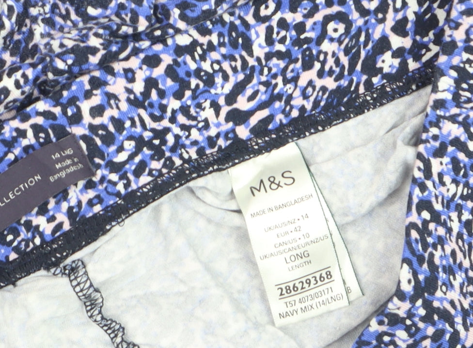 Marks and Spencer Women's Blue Animal Print Viscose Leggings Size 14