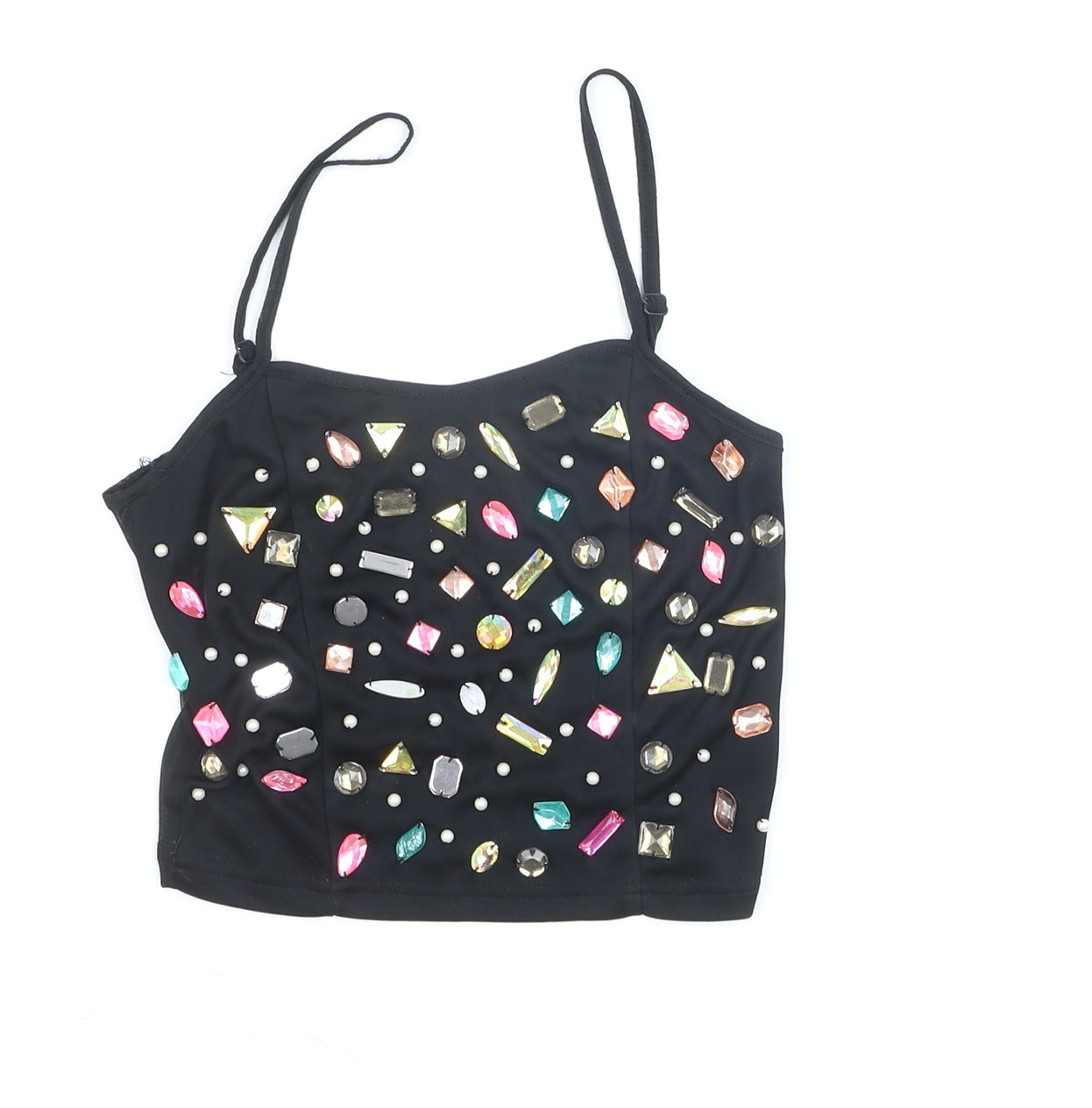 Hearts & Bows Women’s Black Beaded Camisole Top Size 6 Party Style
