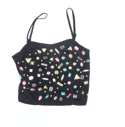 Hearts & Bows Women’s Black Beaded Camisole Top Size 6 Party Style