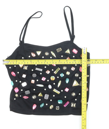 Hearts & Bows Women’s Black Beaded Camisole Top Size 6 Party Style