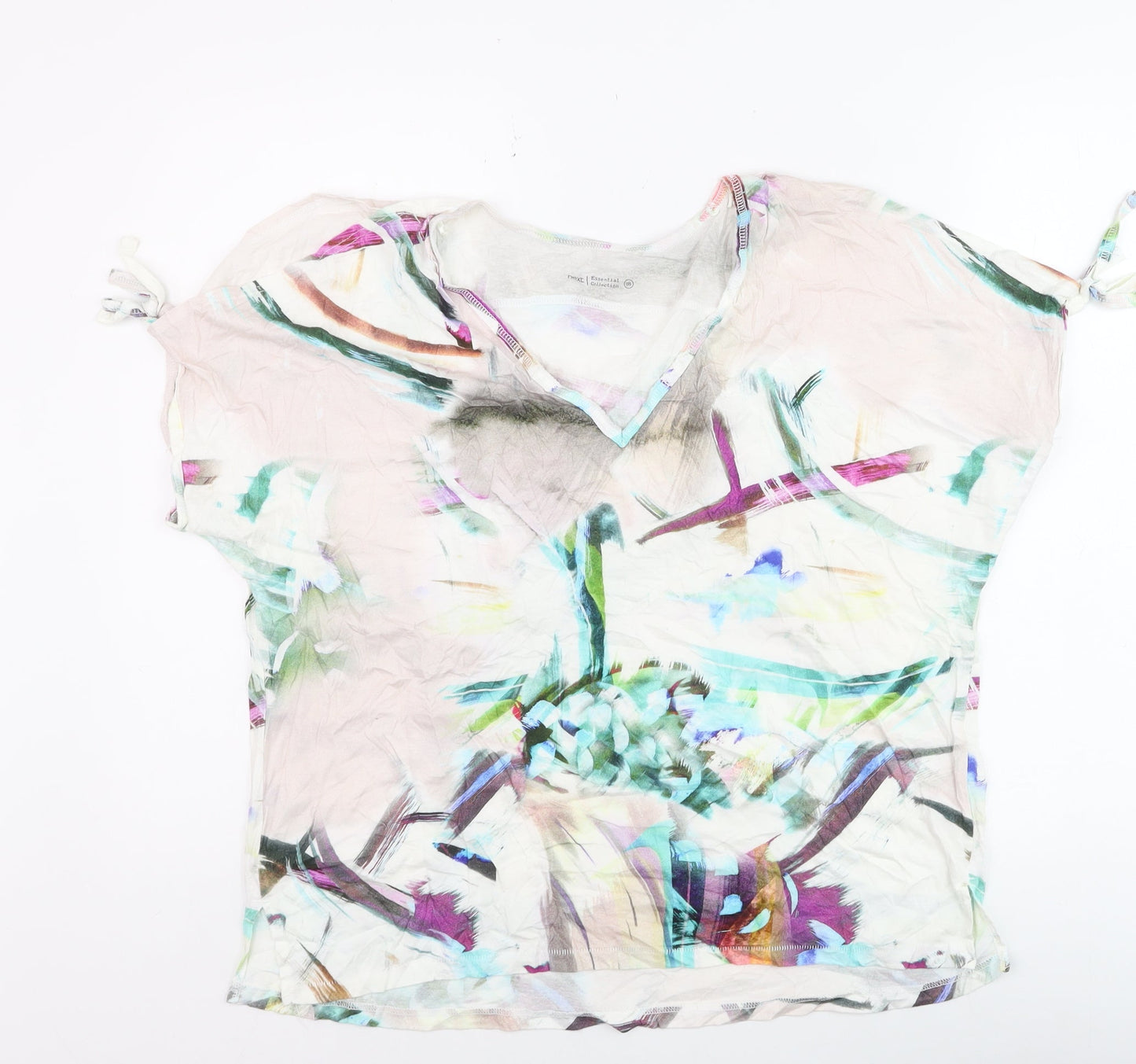 Next Women’s Multicoloured V-Neck Cotton T-Shirt Size 18