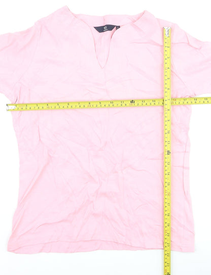 Isle Essentials Women's Pink Cotton V-Neck Short Sleeve T-Shirt Size 10-12