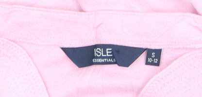 Isle Essentials Women's Pink Cotton V-Neck Short Sleeve T-Shirt Size 10-12