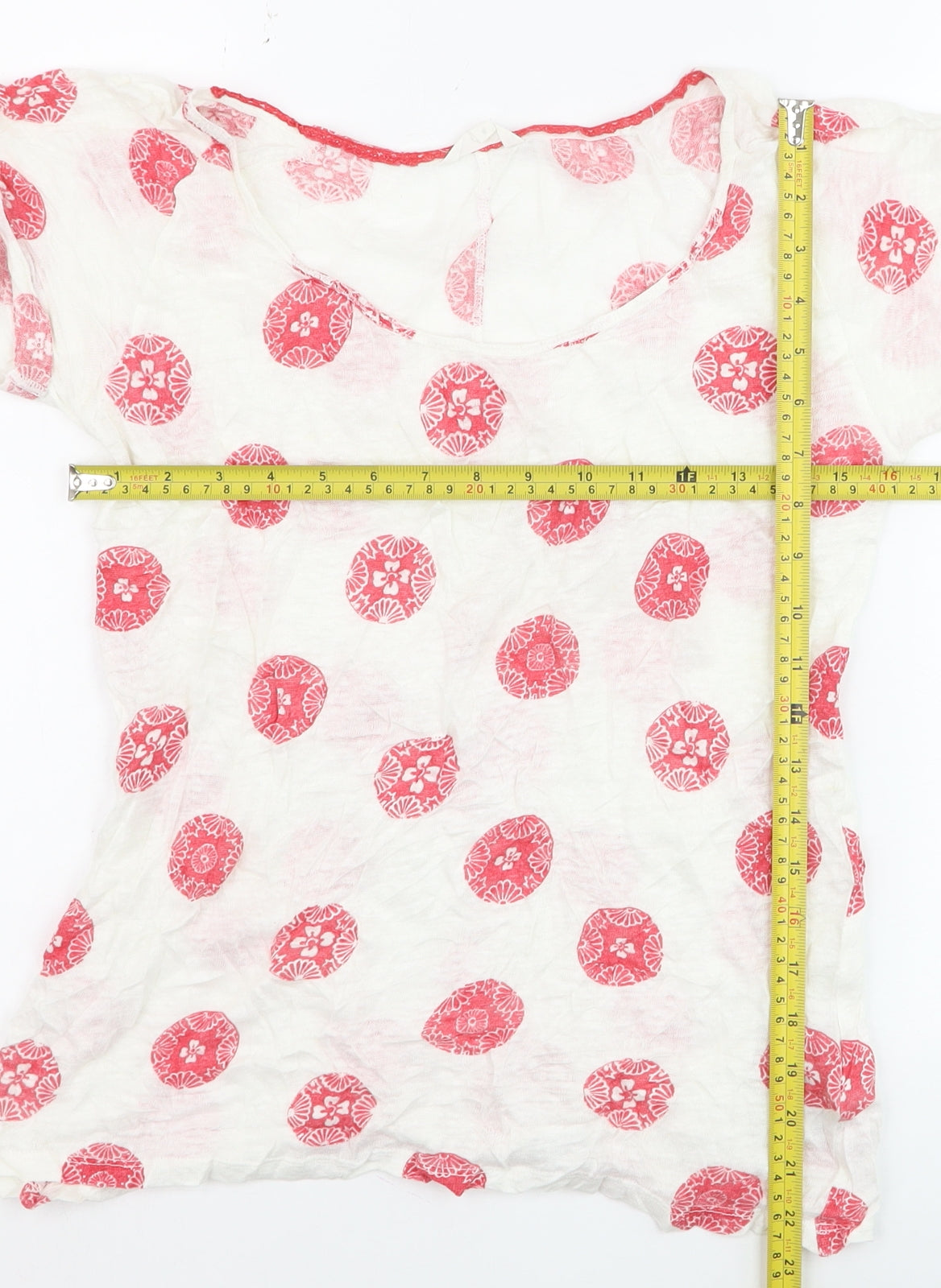White Stuff Women's White Linen Polka Dot Blouse Size 8