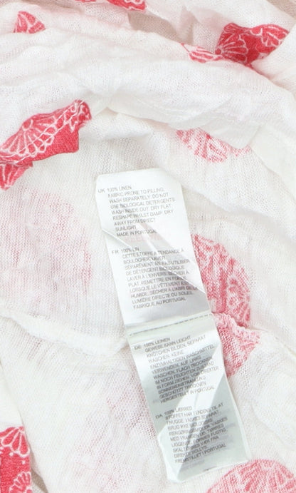 White Stuff Women's White Linen Polka Dot Blouse Size 8
