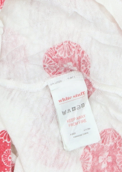 White Stuff Women's White Linen Polka Dot Blouse Size 8