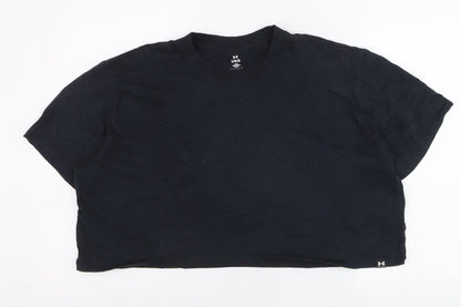 Under Armour Women Black Cropped Relaxed Fit T-Shirt L
