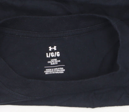 Under Armour Women Black Cropped Relaxed Fit T-Shirt L