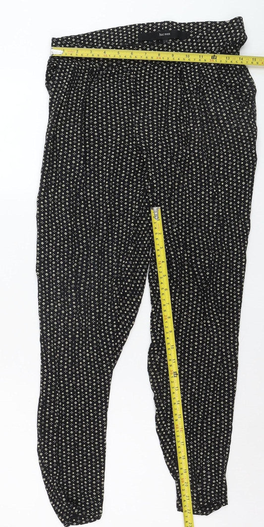 Next Women’s Black Geometric Harem Trousers Size 10 Viscose