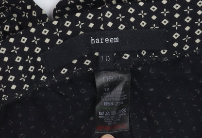 Next Women’s Black Geometric Harem Trousers Size 10 Viscose