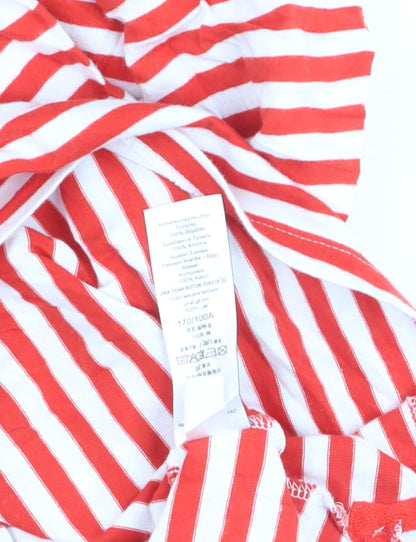 Next Womens Red White Striped 3/4 Sleeve Cotton T-Shirt Size 16