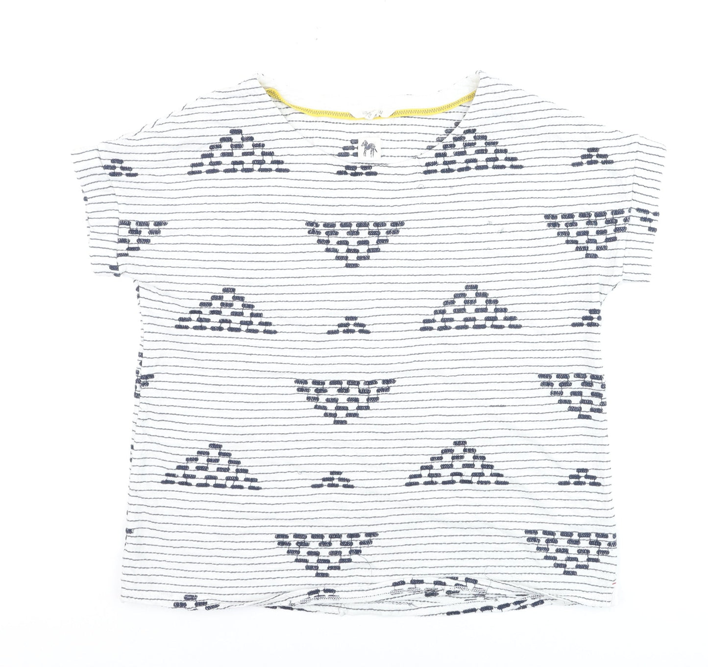 White Stuff Womens White Navy Striped Cotton T-Shirt UK 12