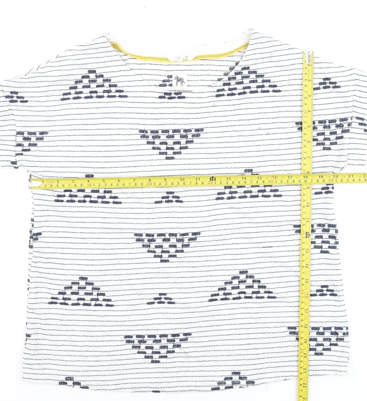 White Stuff Womens White Navy Striped Cotton T-Shirt UK 12