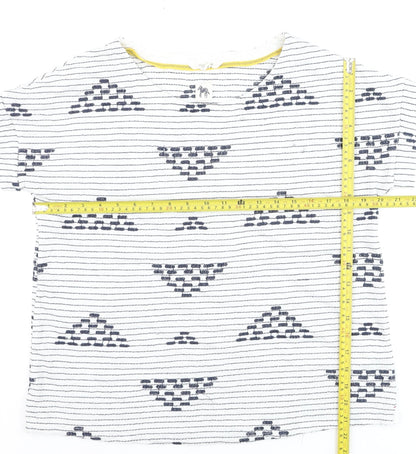 White Stuff Womens White Navy Striped Cotton T-Shirt UK 12