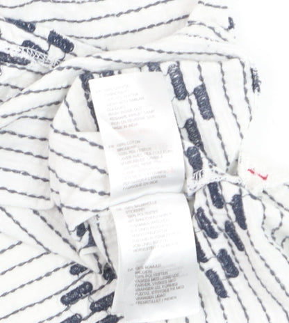 White Stuff Womens White Navy Striped Cotton T-Shirt UK 12