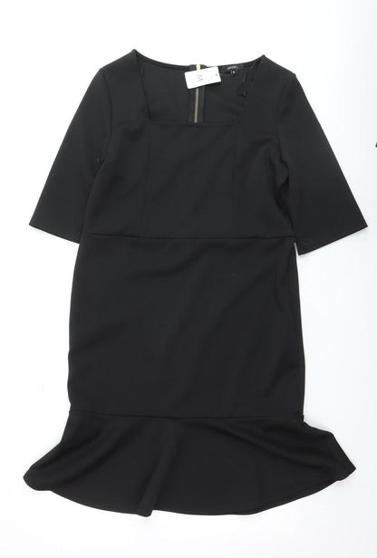Mystify Womens Black Size 16 Sheath Flute Hem Dress