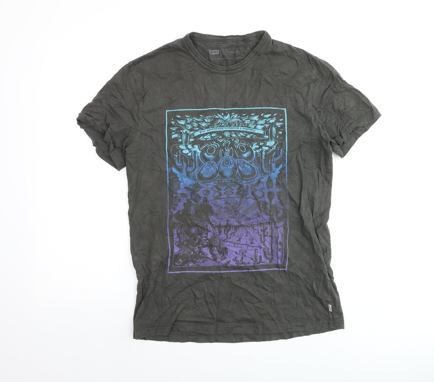 Levi's Men's Black Graphic Print Crew Neck Cotton T-Shirt Size S