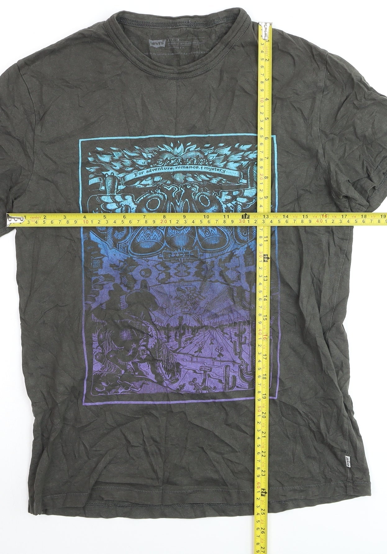 Levi's Men's Black Graphic Print Crew Neck Cotton T-Shirt Size S