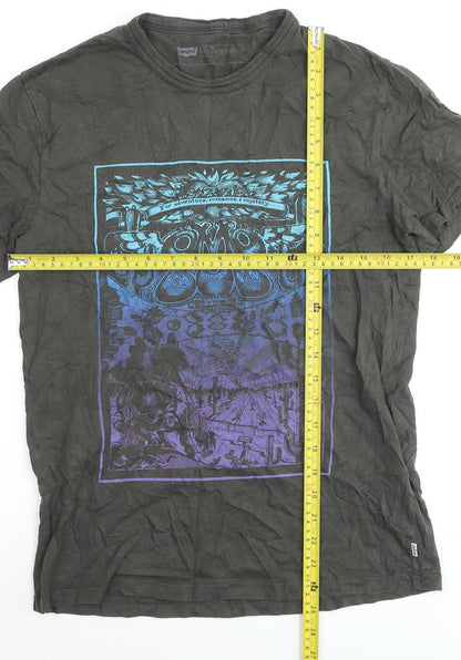 Levi's Men's Black Graphic Print Crew Neck Cotton T-Shirt Size S