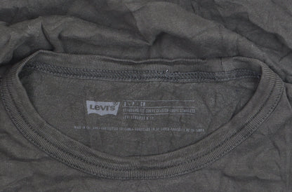 Levi's Men's Black Graphic Print Crew Neck Cotton T-Shirt Size S