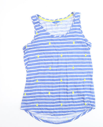 Joules Women Blue Striped Tank Top Size 12 Cotton Summer