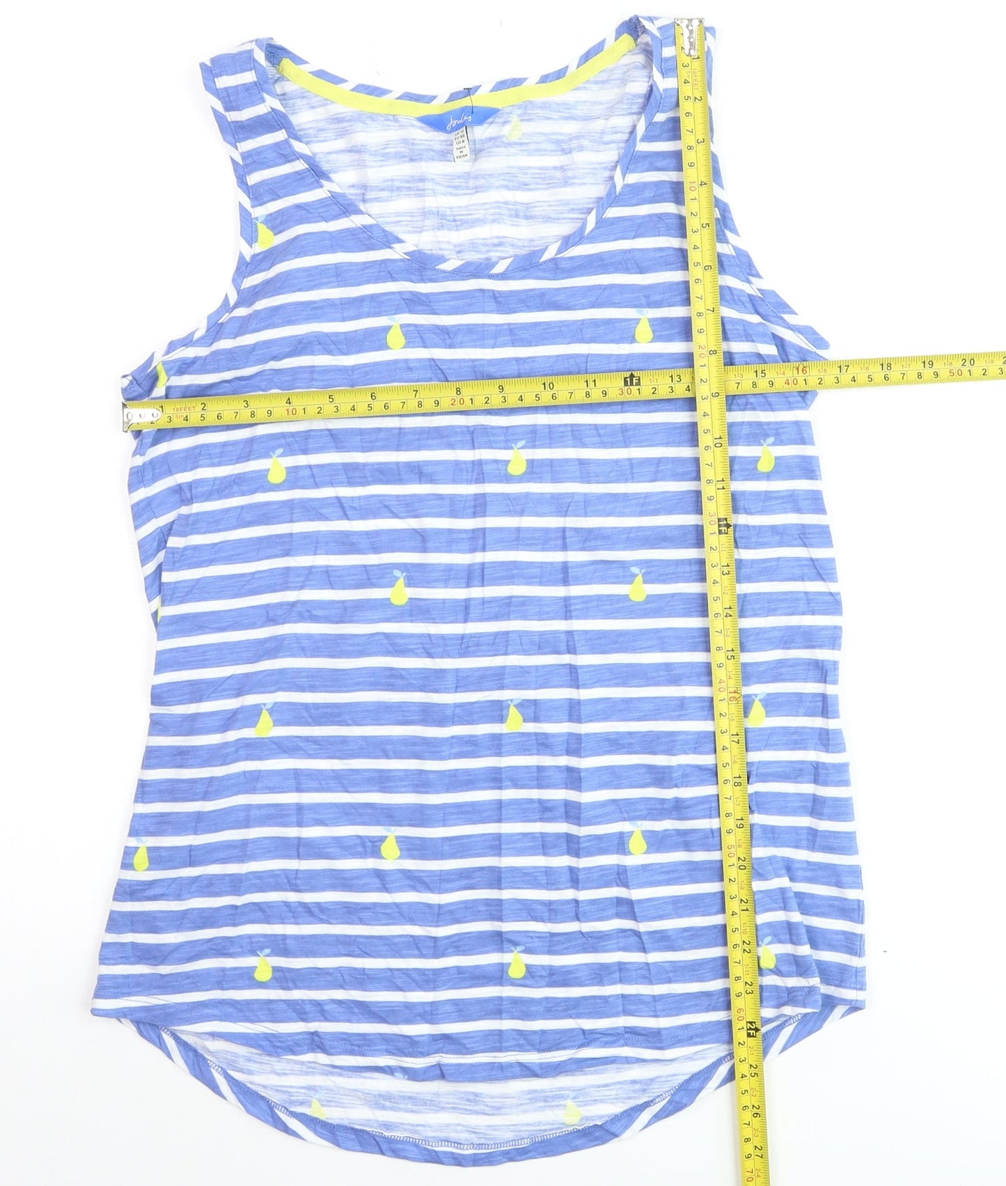 Joules Women Blue Striped Tank Top Size 12 Cotton Summer