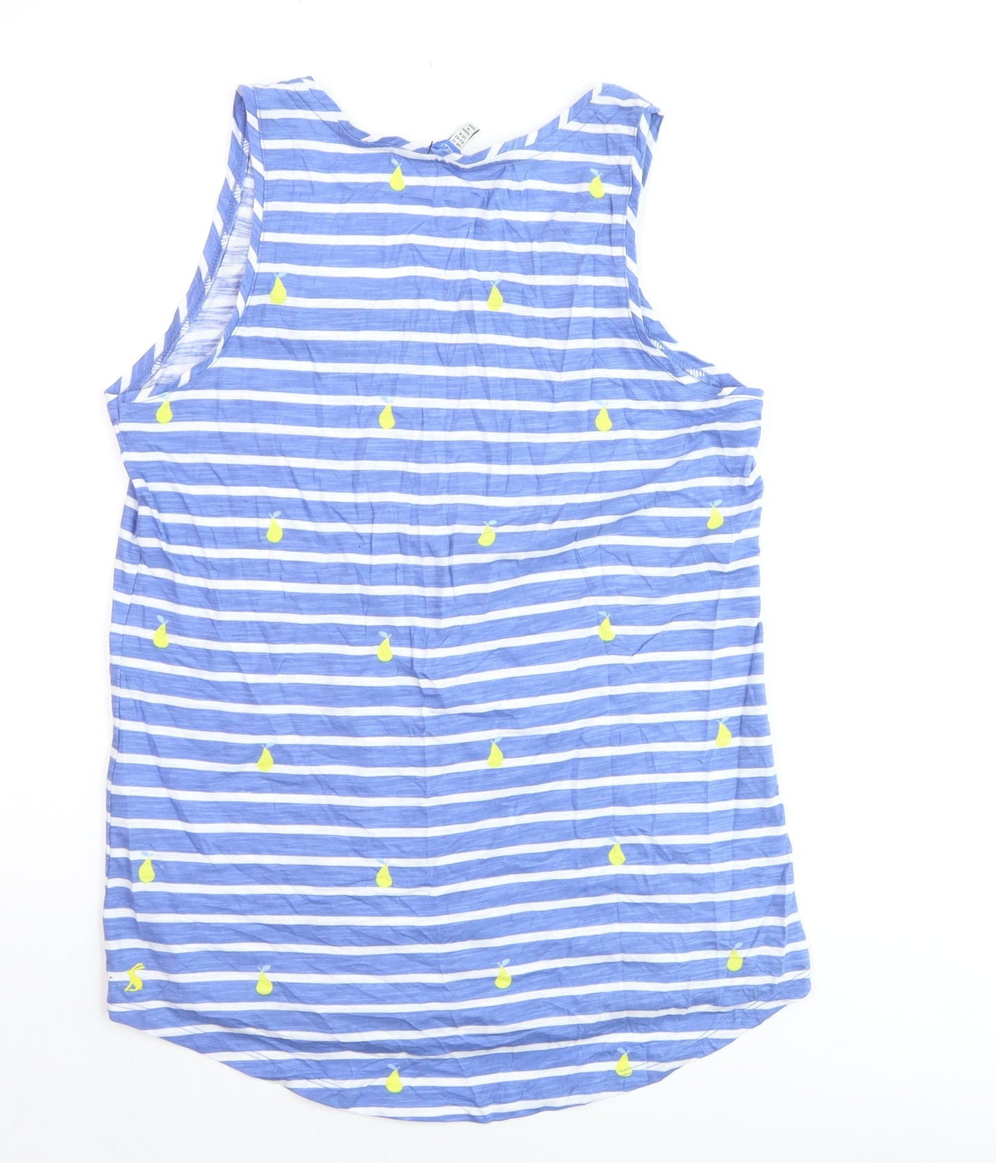 Joules Women Blue Striped Tank Top Size 12 Cotton Summer