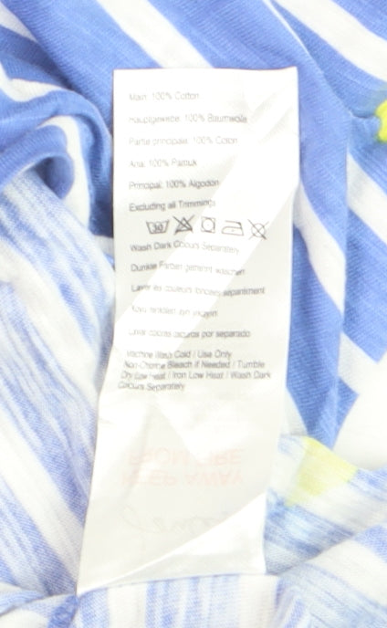 Joules Women Blue Striped Tank Top Size 12 Cotton Summer