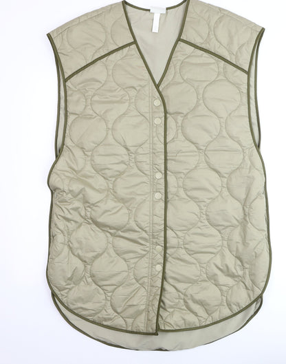 H&M Men's Beige Quilted Lightweight Waistcoat XS Regular Fit