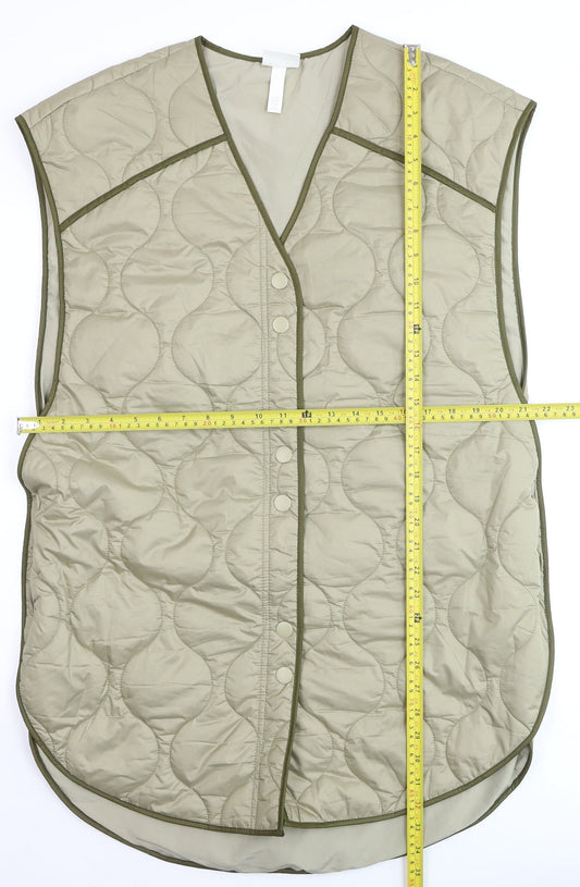 H&M Men's Beige Quilted Lightweight Waistcoat XS Regular Fit