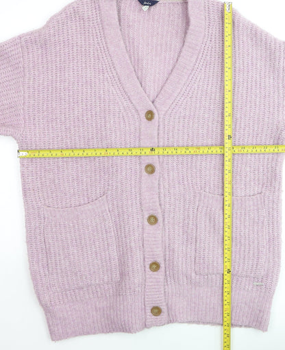 Joules Women’s Pink Chunky Knit V-Neck Cardigan Size 14