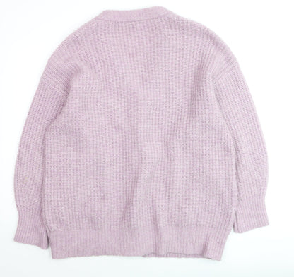 Joules Women’s Pink Chunky Knit V-Neck Cardigan Size 14