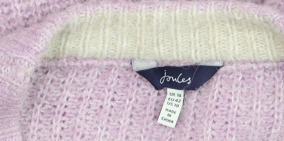 Joules Women’s Pink Chunky Knit V-Neck Cardigan Size 14