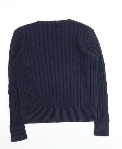 Polo Ralph Lauren Women Blue XL Cable-Knit Cotton Jumper