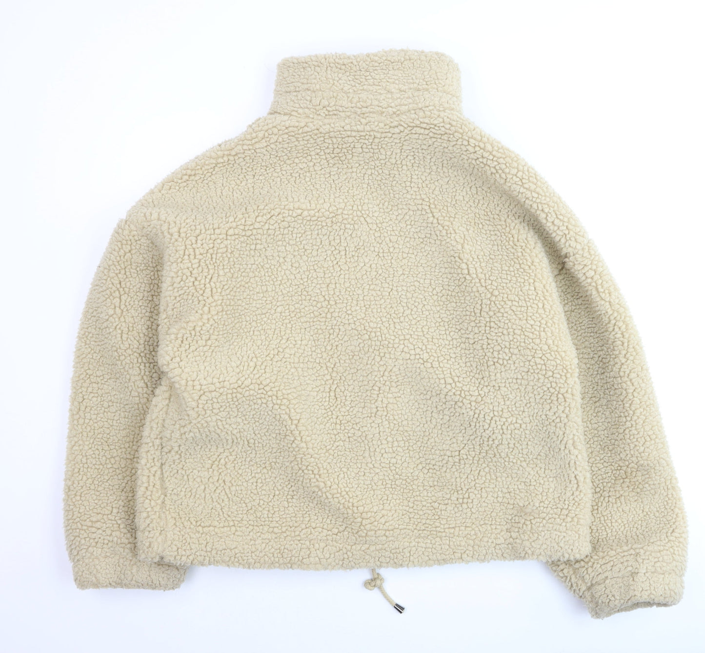 ba&sh Women Beige Faux Fur Sherpa Jacket Size 10 Lined Snap Closure