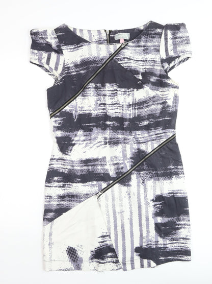 Lipsy London Women’s Multicoloured Size 12 Bodycon Zip Dress