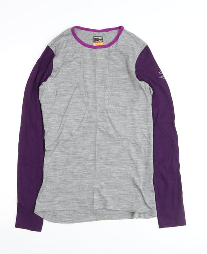 Icebreaker Merino Women's Grey & Purple Long Sleeve Bodyfit 200 Top Size S