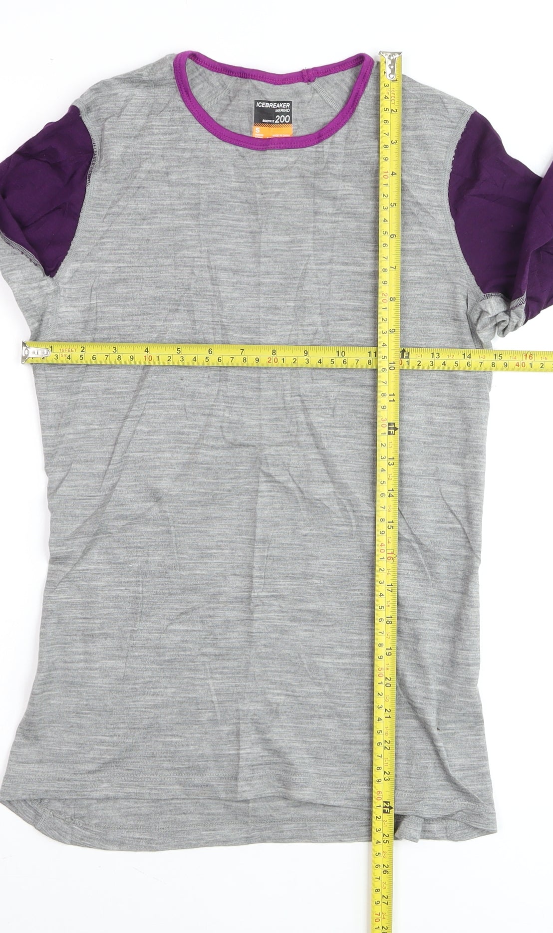 Icebreaker Merino Women's Grey & Purple Long Sleeve Bodyfit 200 Top Size S
