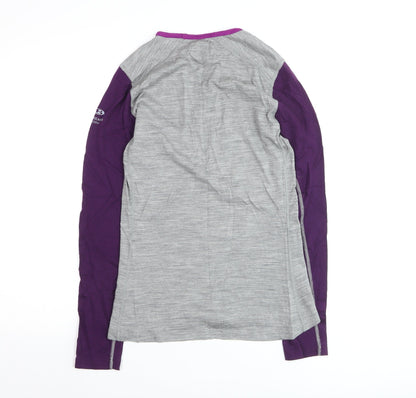 Icebreaker Merino Women's Grey & Purple Long Sleeve Bodyfit 200 Top Size S