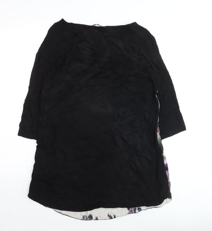 Marks and Spencer Womens Black Mix Floral Tunic Top UK 14 3/4 Sleeve