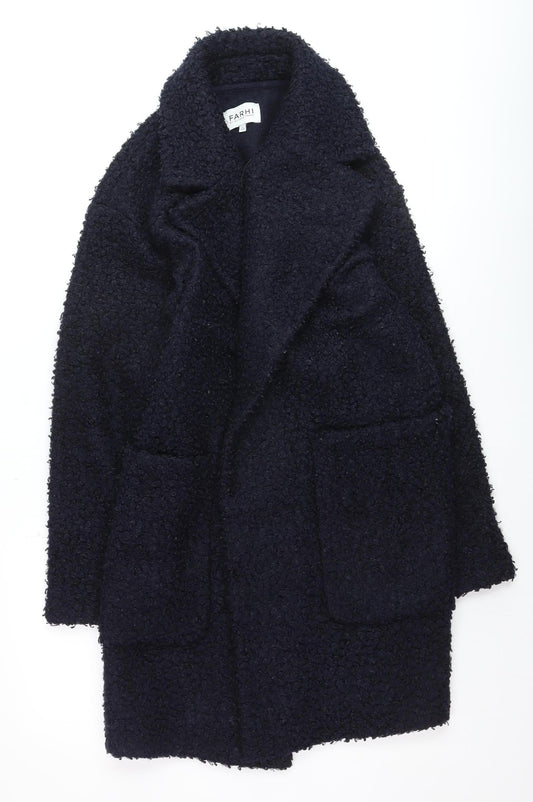 Farhi by Nicole Farhi Women's Black Size 14 Wool-Effect Mid-Length Coat