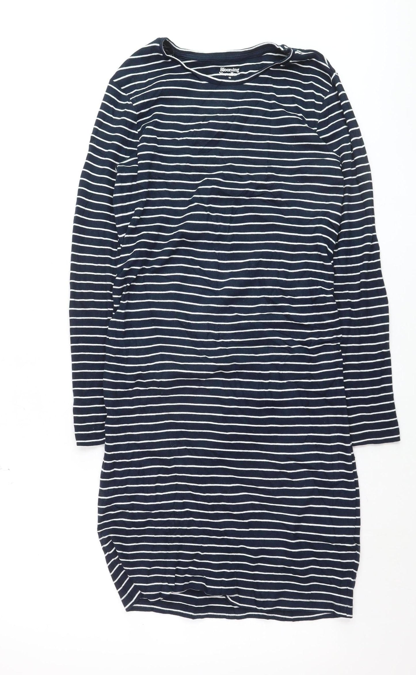 Blooming Marvellous Women Blue Striped T-Shirt Dress Size 10
