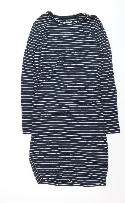 Blooming Marvellous Women Blue Striped T-Shirt Dress Size 10