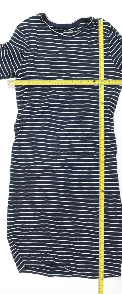 Blooming Marvellous Women Blue Striped T-Shirt Dress Size 10