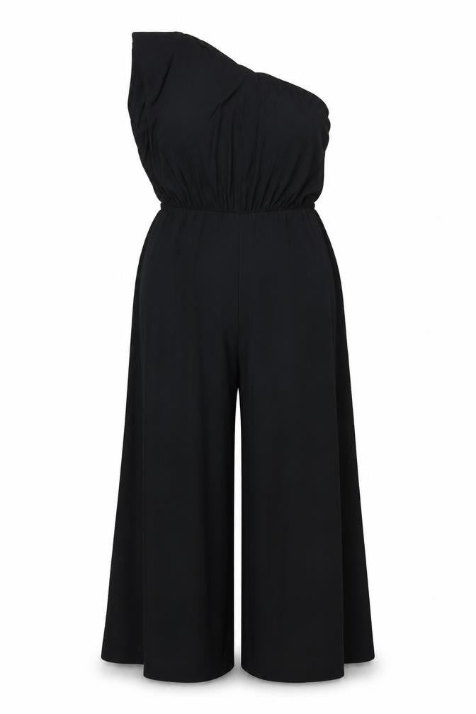 I Saw It First Women’s Black One Shoulder Wide-Leg Jumpsuit Size 18