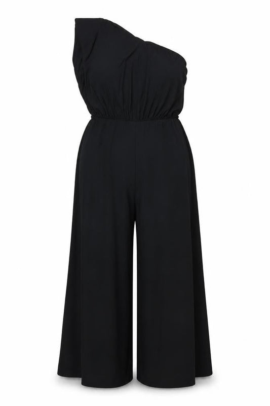 I Saw It First Women’s Black One Shoulder Wide-Leg Jumpsuit Size 18