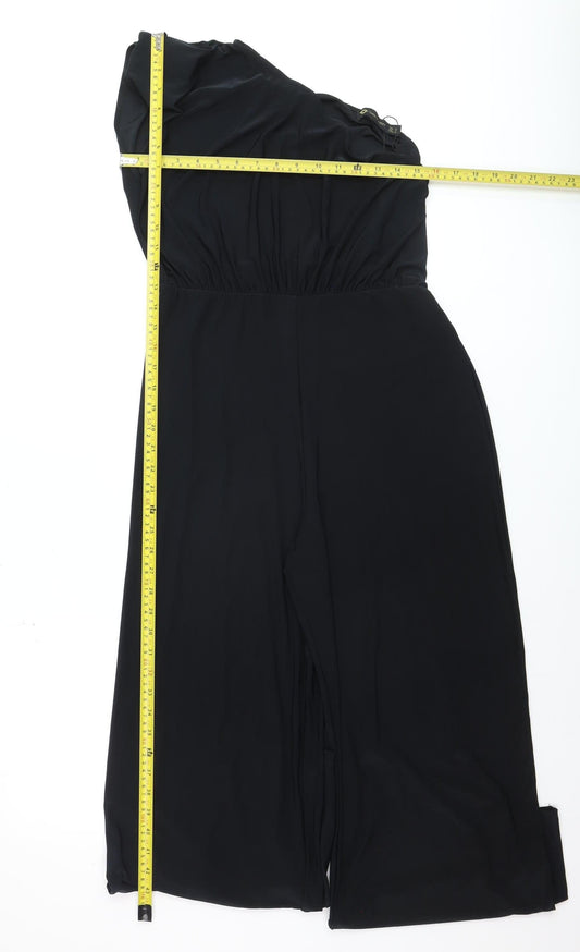 I Saw It First Women’s Black One Shoulder Wide-Leg Jumpsuit Size 18